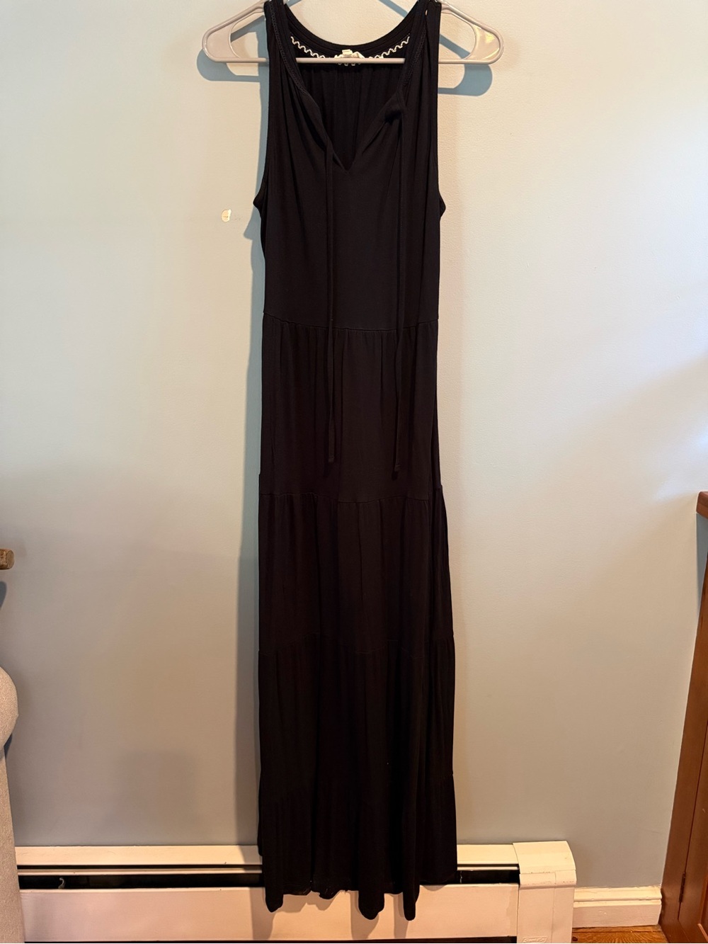 Fat Face Black Sleeveless Maxi Dress with Tie Neck